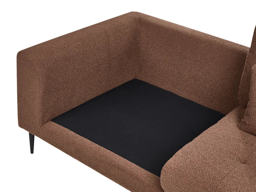 Corner Sofa 3 Seater Boucle Brown Left Hand Weller