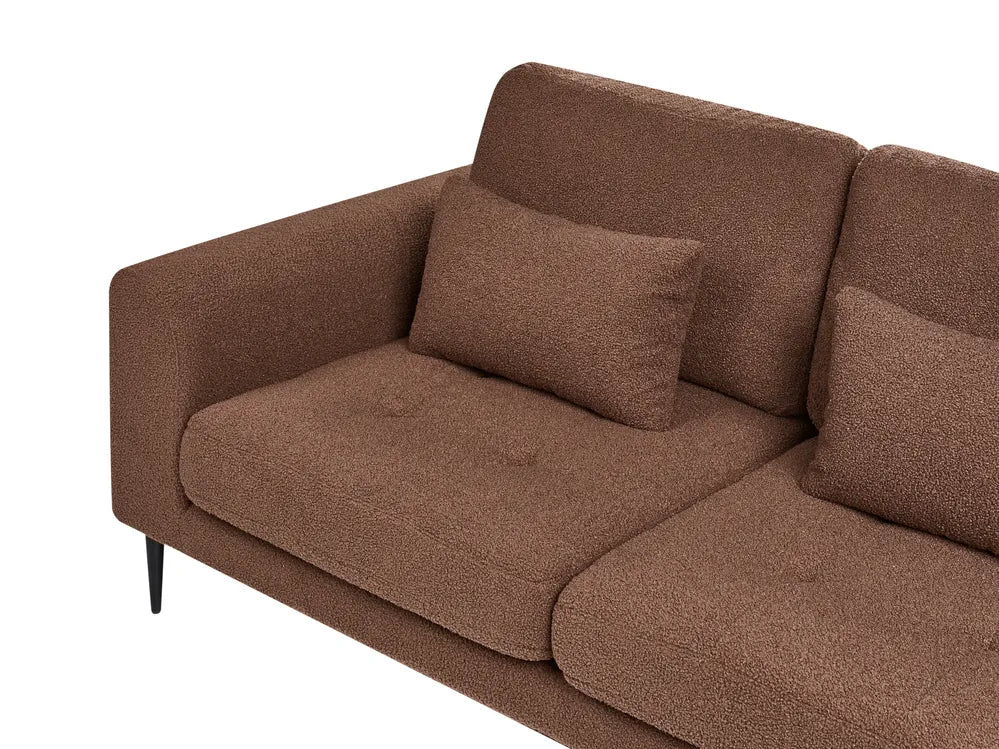 Corner Sofa 3 Seater Boucle Brown Left Hand Weller