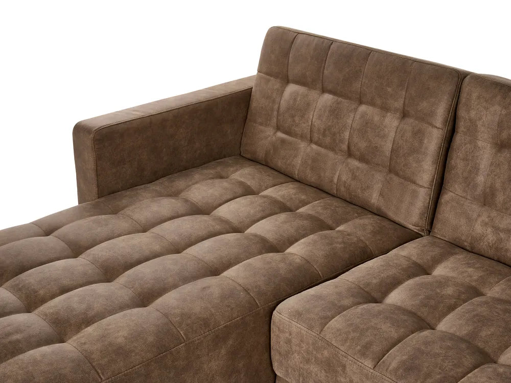 Modular U-Shape Sofa Bed 5 Seater Faux Leather Brown Denby