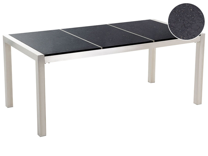 Grosseto Garden Dining Table 180 cm 90 cm Polished Granite Black