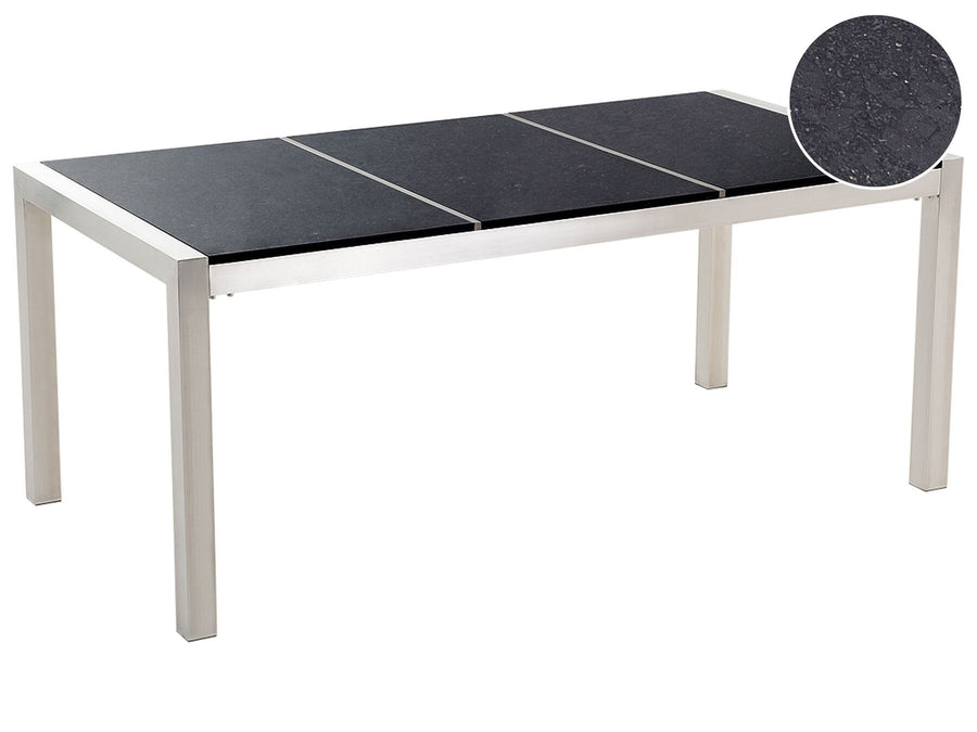 Grosseto Garden Dining Table 180 cm 90 cm Polished Granite Black