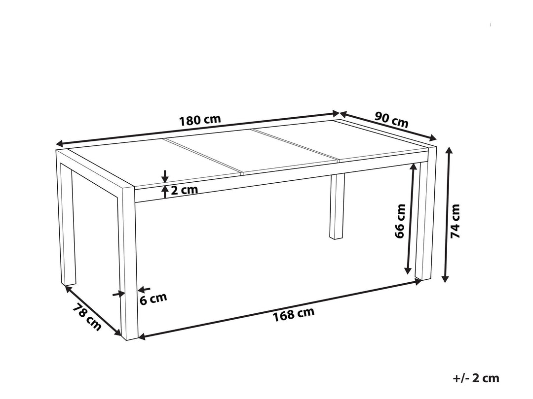 Grosseto Garden Dining Table 180 cm 90 cm Polished Granite Black