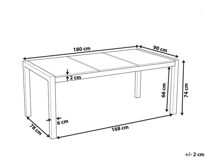 Grosseto Garden Dining Table 180 cm 90 cm Polished Granite Black