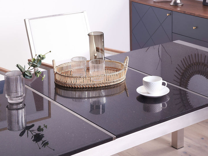 Grosseto Garden Dining Table 180 cm 90 cm Polished Granite Black
