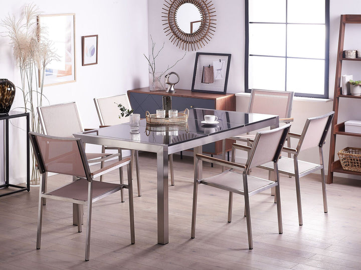 Grosseto Garden Dining Table 180 cm 90 cm Polished Granite Black