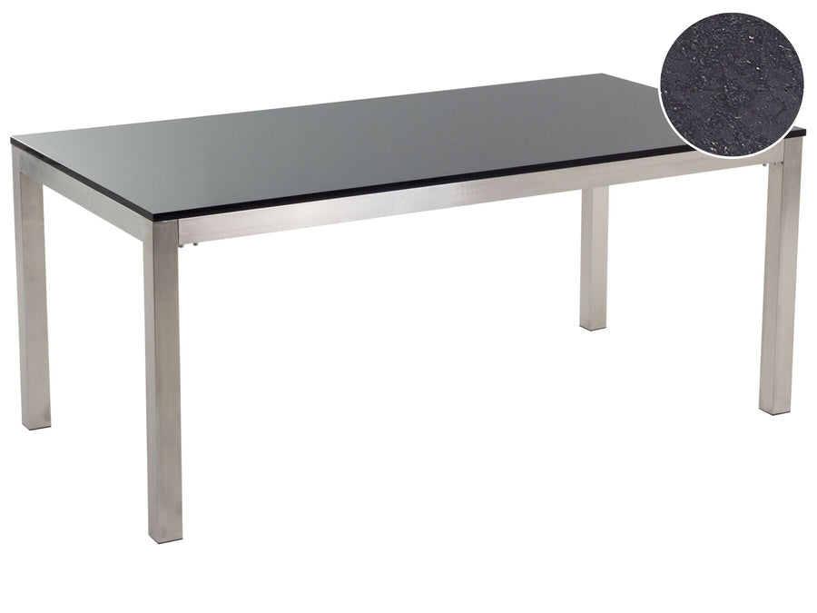 Grosseto Garden Dining Table 180 cm 90 cm Polished Granite Black
