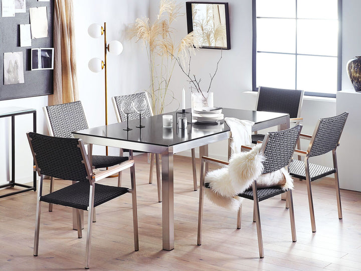 Grosseto Garden Dining Table 180 cm 90 cm Polished Granite Black
