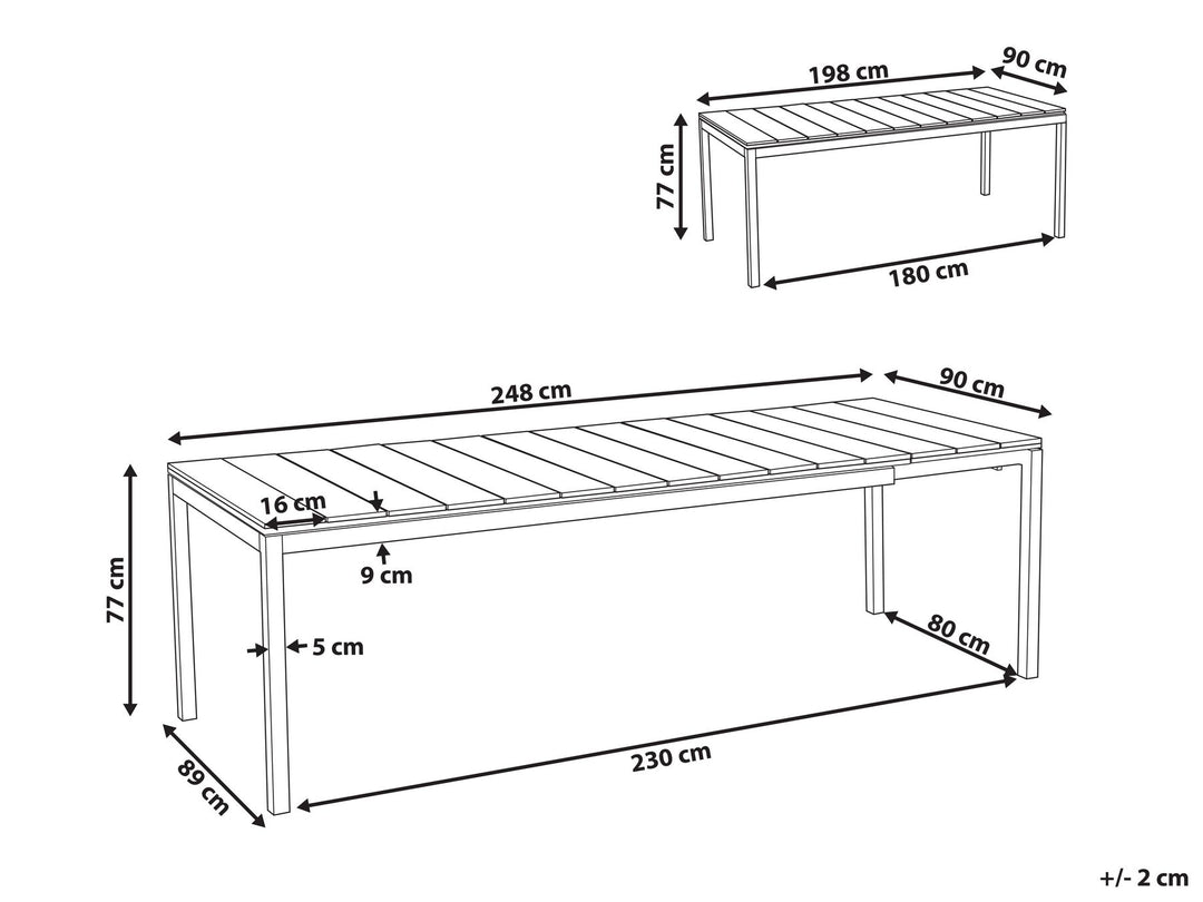 Tofane Extending Garden Dining Table 198/248 cm 90 cm Grey