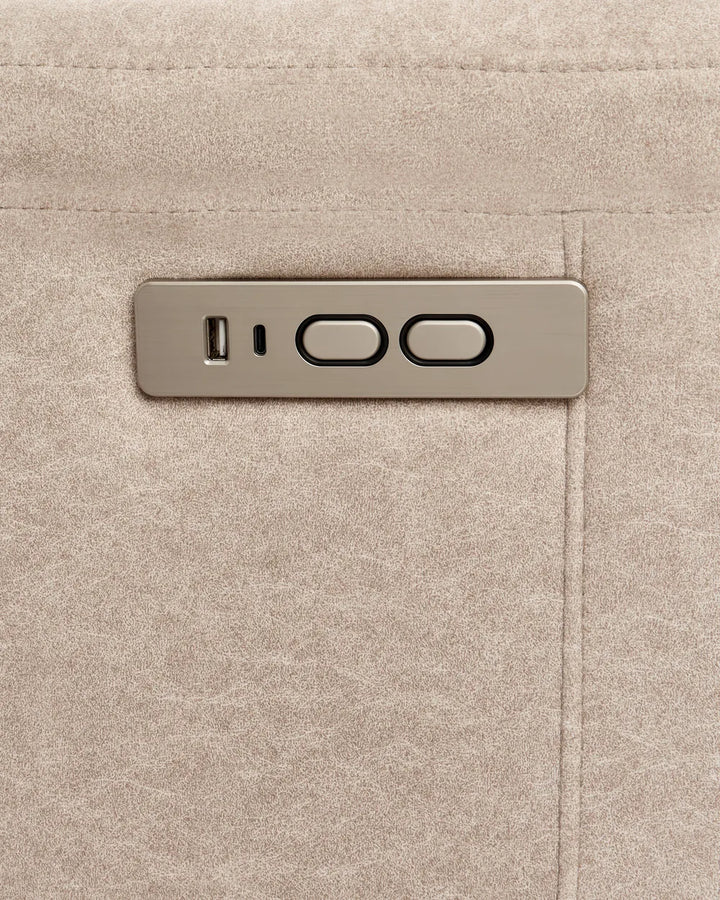 Denison Electric Recliner Chair With Footrest Fabric Taupe