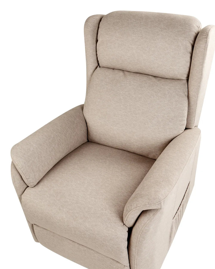 Denison Electric Recliner Chair With Footrest Fabric Taupe