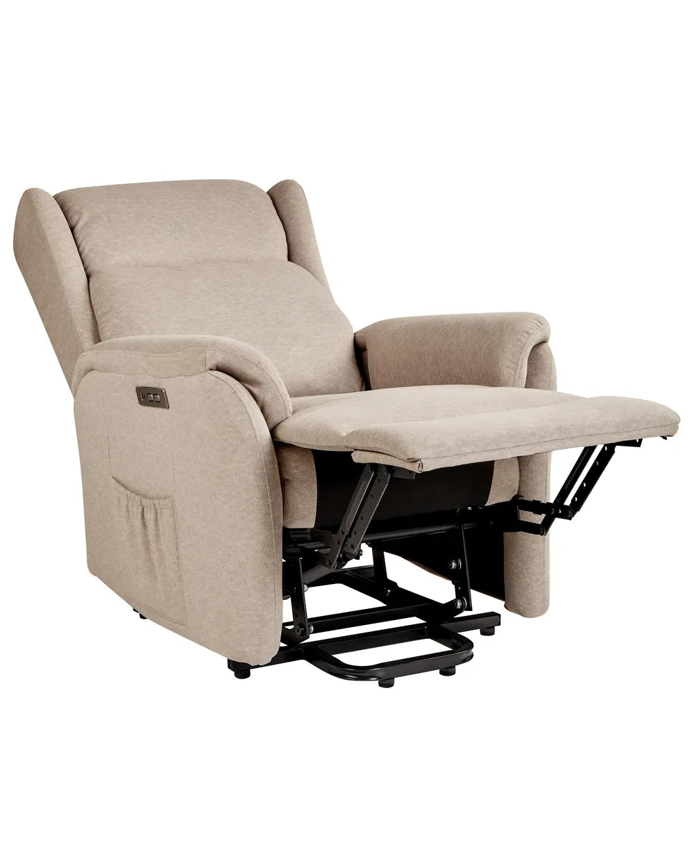 Denison Electric Recliner Chair With Footrest Fabric Taupe