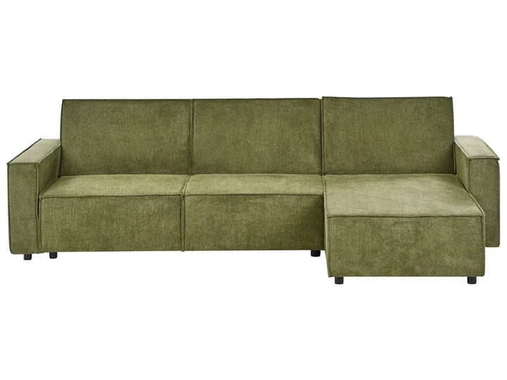 Green sectional sofa on a white background