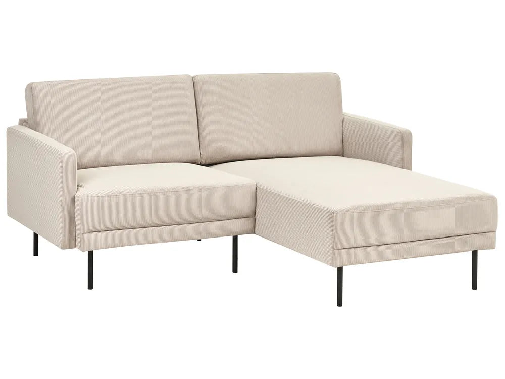 Corner Sofa 2 Seater Corduroy Beige Left Hand Shayle