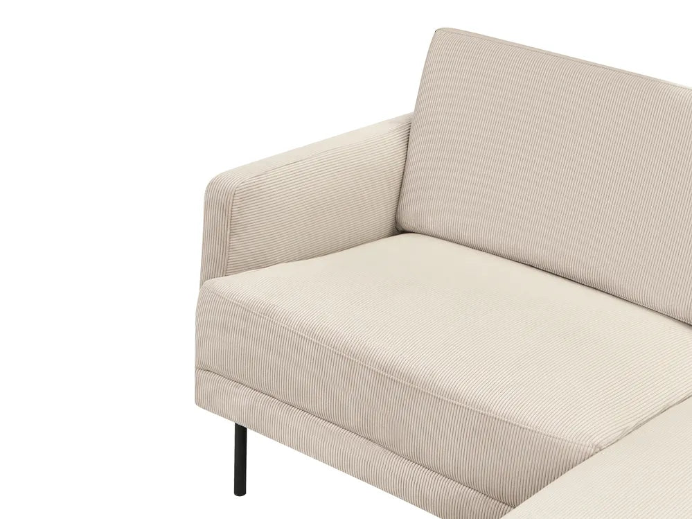 Corner Sofa 2 Seater Corduroy Beige Left Hand Shayle