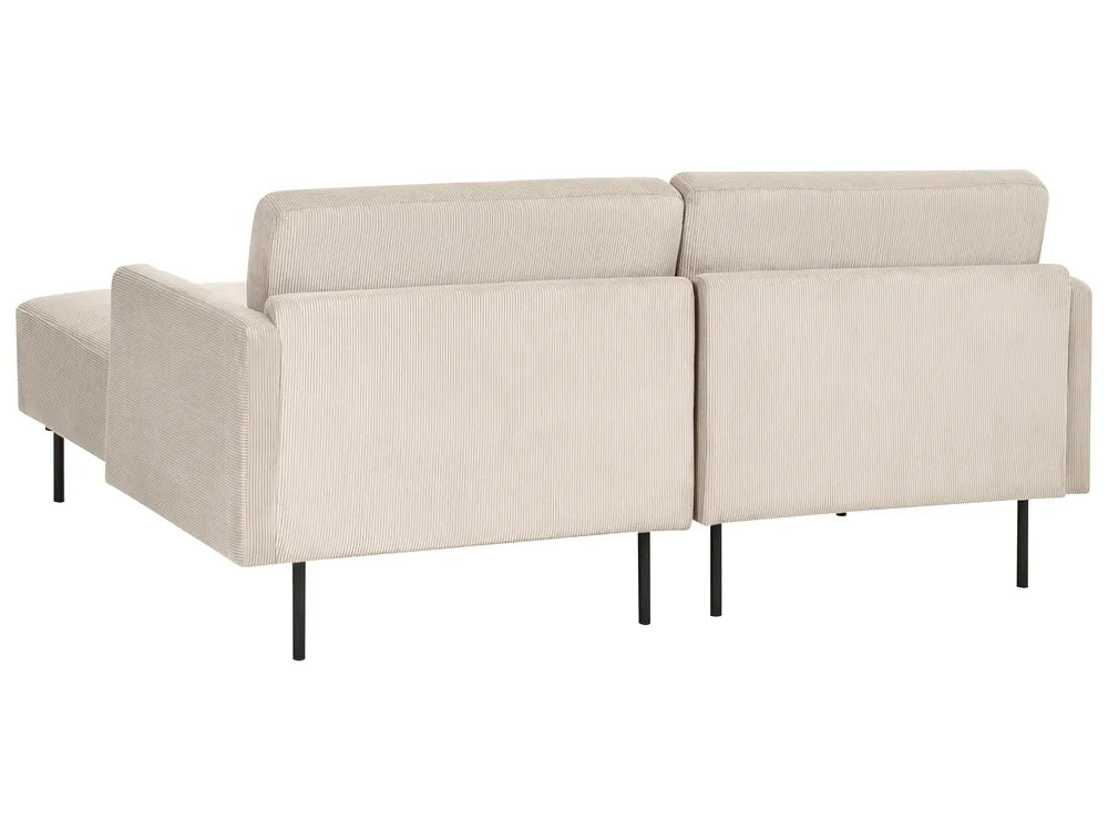 Corner Sofa 2 Seater Corduroy Beige Left Hand Shayle