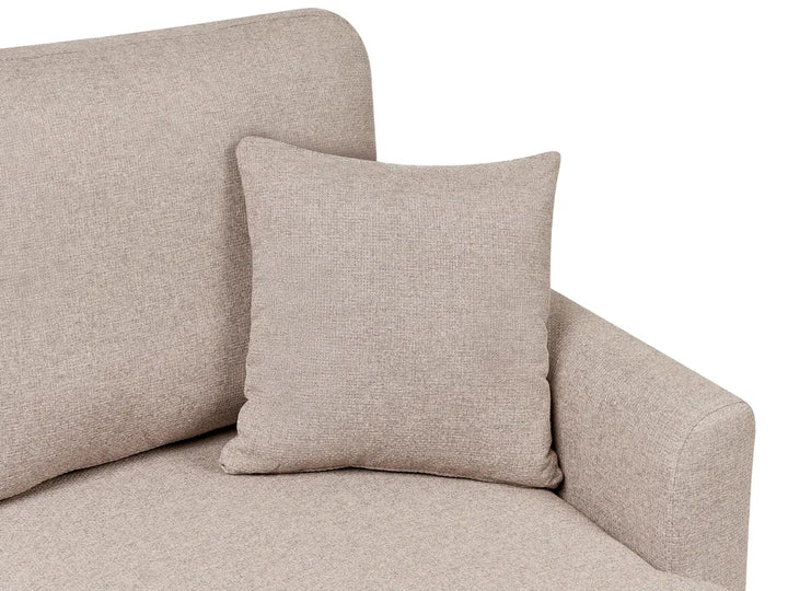 Corner Sofa Bed 3 Seater Faux Linen Light Brown with Storage Left Hand Azuri