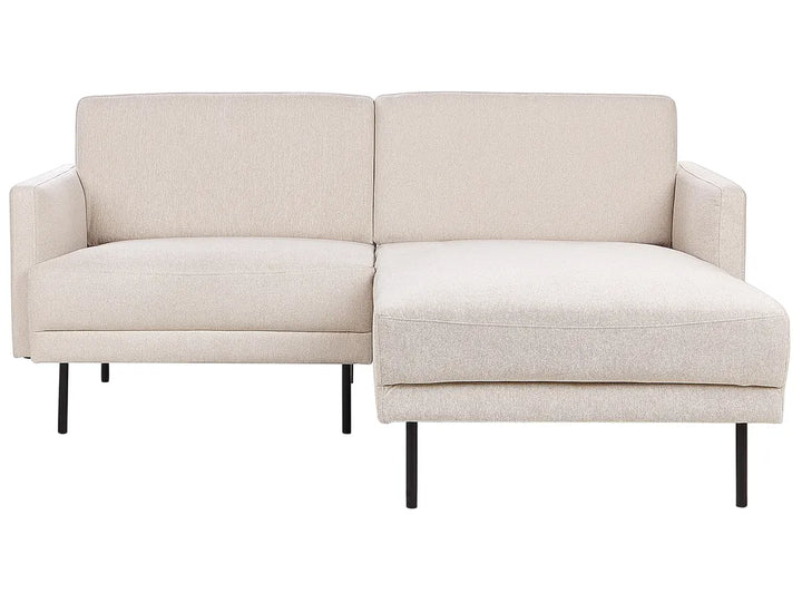 Left-hand 2‑seater corner sofa in beige fabric