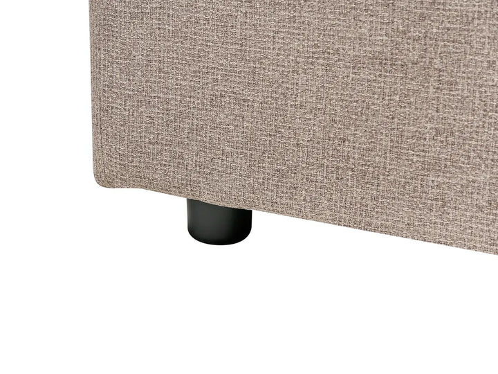 Corner Sofa Bed 3 Seater Faux Linen Light Brown with Storage Left Hand Azuri