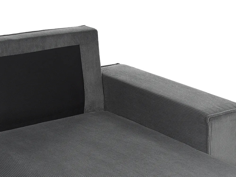 Corner Sofa Bed 3 Seater Corduroy Graphite Grey Left Hand Middale