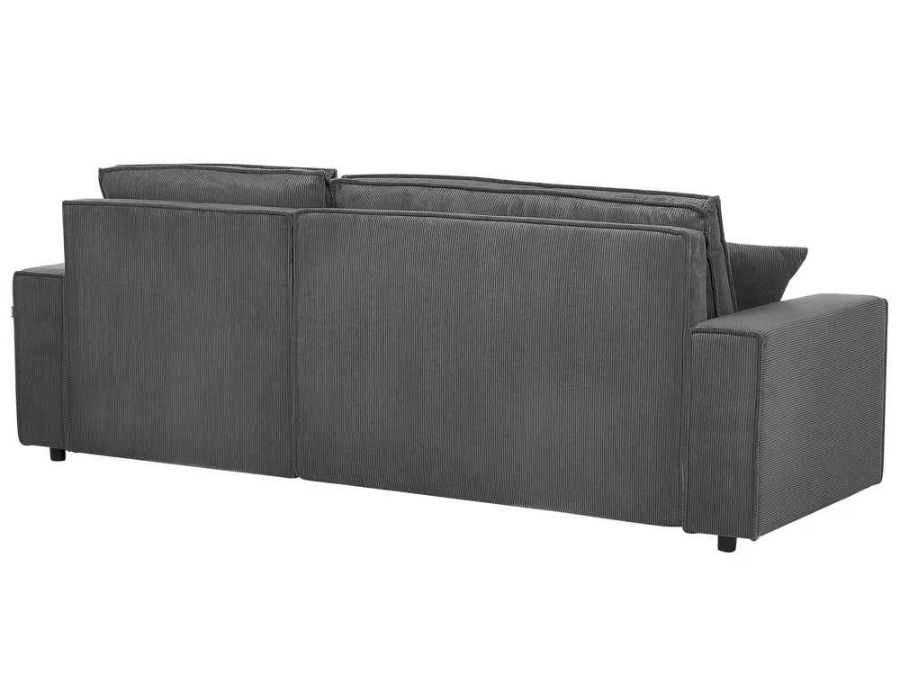 Corner Sofa Bed 3 Seater Corduroy Graphite Grey Left Hand Middale