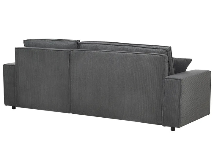 Corner Sofa Bed 3 Seater Corduroy Graphite Grey Left Hand Middale