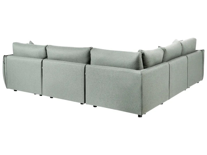 Modular Corner Sofa 5 Seater Fabric Green Left Hand Leiani