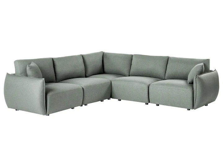 Modular Corner Sofa 5 Seater Fabric Green Left Hand Leiani