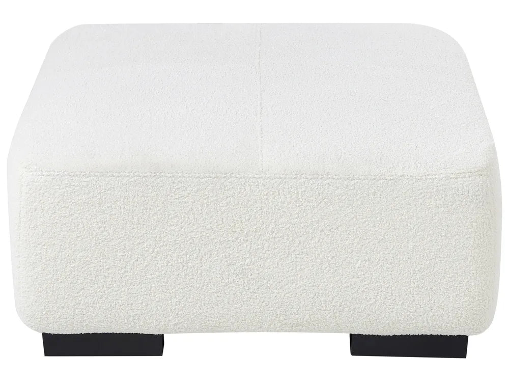 Corner Sofa 4 Seater Boucle White with Ottoman Right Hand Lecanto