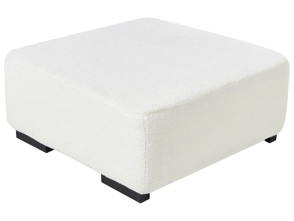 Corner Sofa 4 Seater Boucle White with Ottoman Right Hand Lecanto