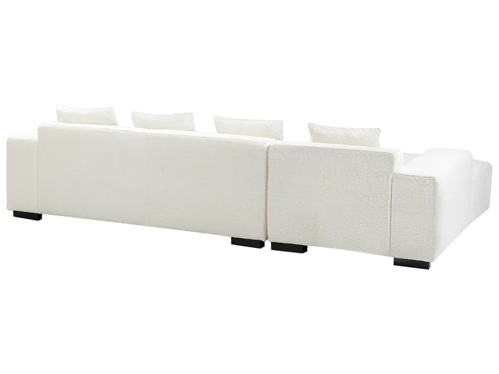 Corner Sofa 4 Seater Boucle White with Ottoman Right Hand Lecanto