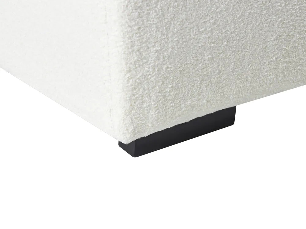 Corner Sofa 4 Seater Boucle White with Ottoman Right Hand Lecanto