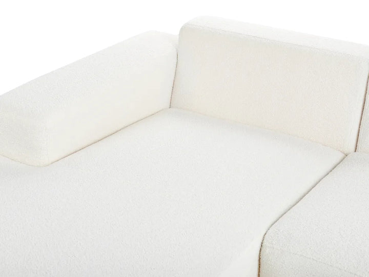 Corner Sofa 4 Seater Boucle White with Ottoman Right Hand Lecanto
