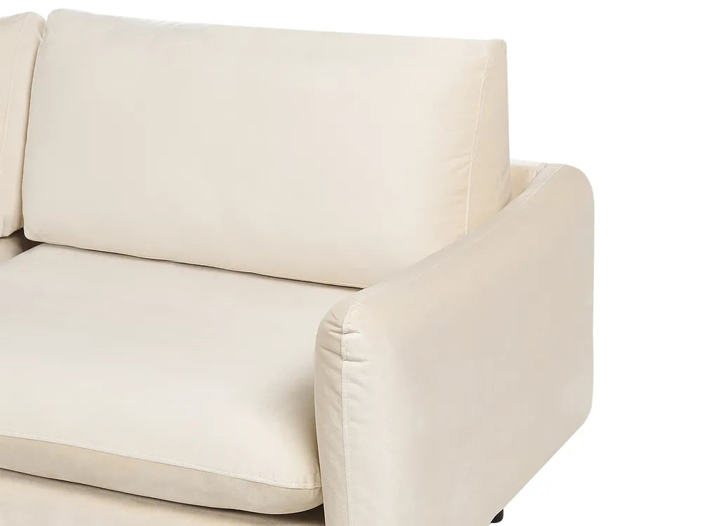 Corner Sofa 4 Seater Velvet Light Beige Right Hand Praylow