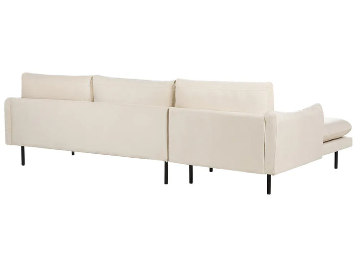 Corner Sofa 4 Seater Velvet Light Beige Right Hand Praylow