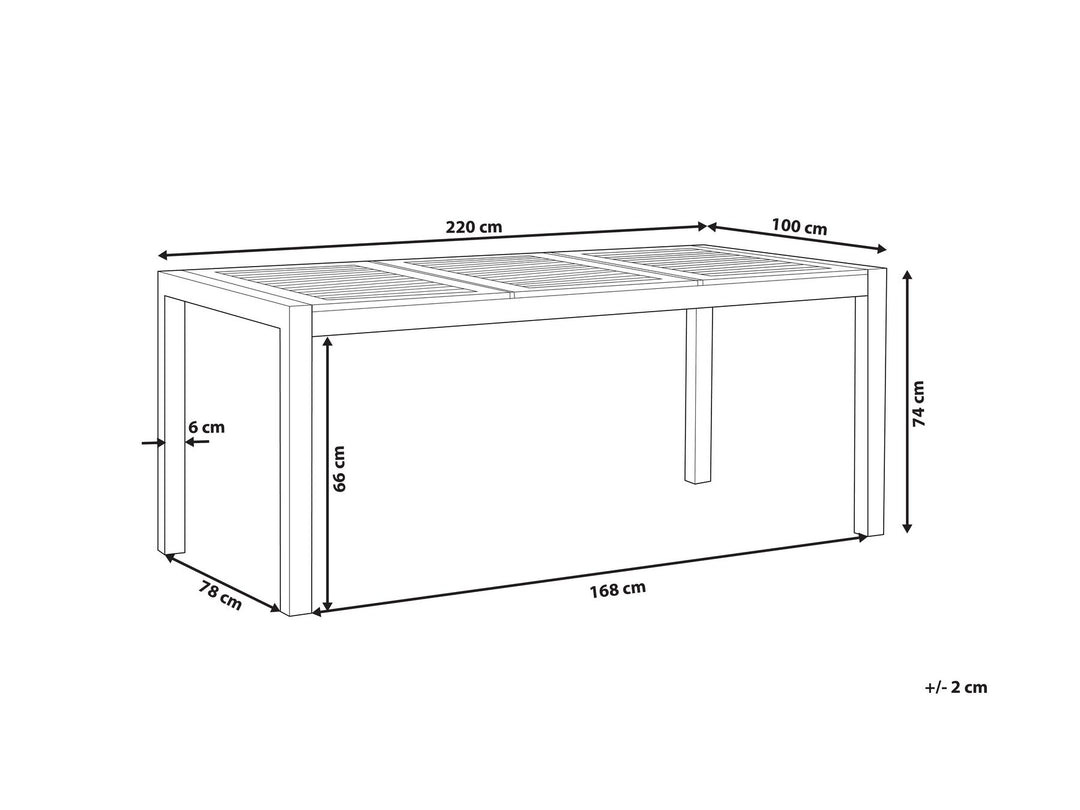 Grosetto Garden Dining Table 220 cm 100 cm Eucalyptus Wood Brown