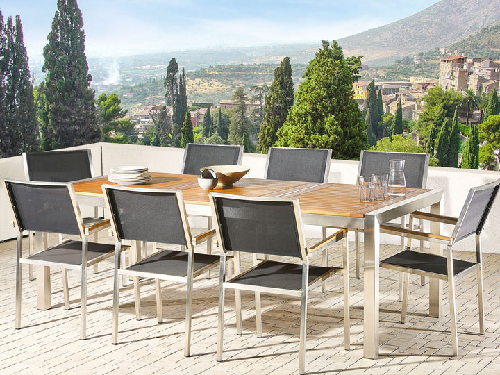 Grosetto Garden Dining Table 220 cm 100 cm Eucalyptus Wood Brown