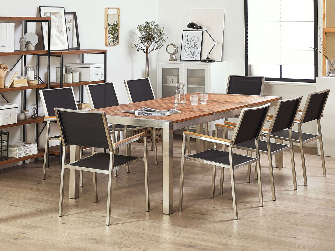 Grosetto Garden Dining Table 220 cm 100 cm Eucalyptus Wood Brown