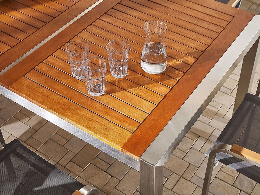 Grosetto Garden Dining Table 220 cm 100 cm Eucalyptus Wood Brown