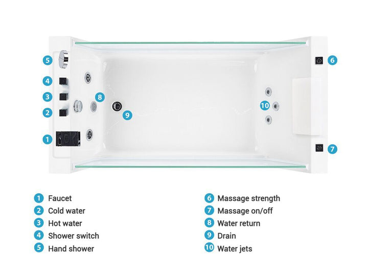 Freestanding Whirlpool Bath 1700 x 800 mm White Oyon