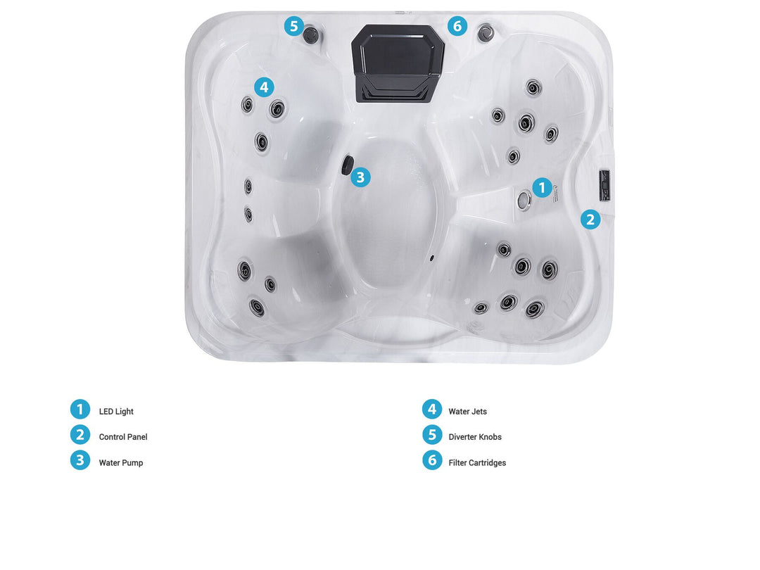 Square Hot Tub with LED White  Arcelia
