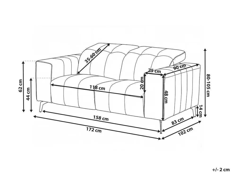 Sofa 2 Seater Faux Leather Light Beige Makirah
