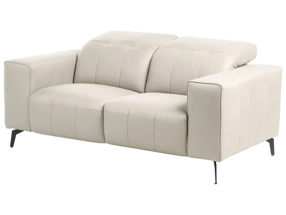 Sofa 2 Seater Faux Leather Light Beige Makirah