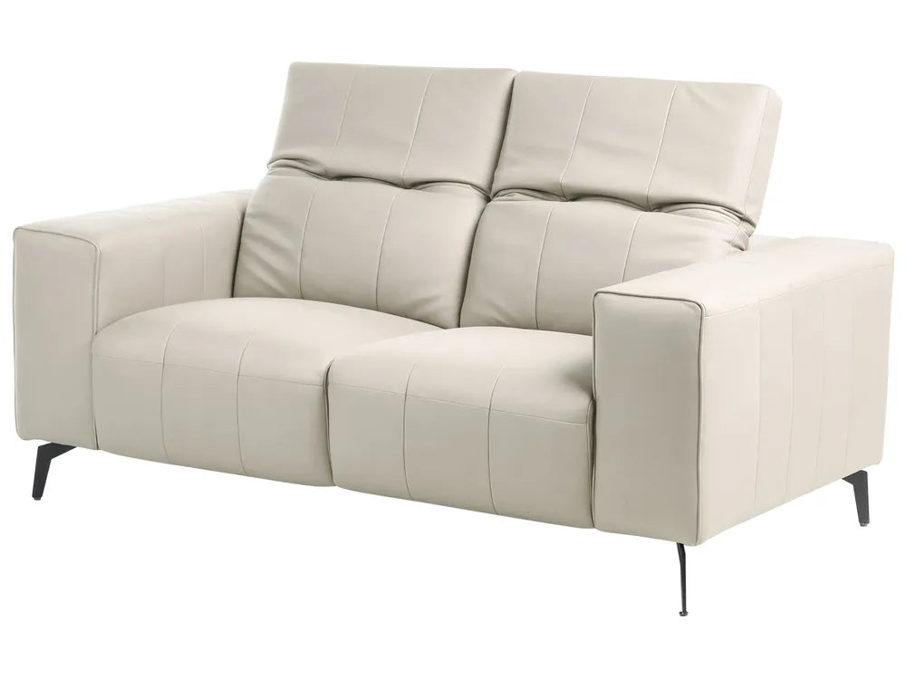 Sofa 2 Seater Faux Leather Light Beige Makirah