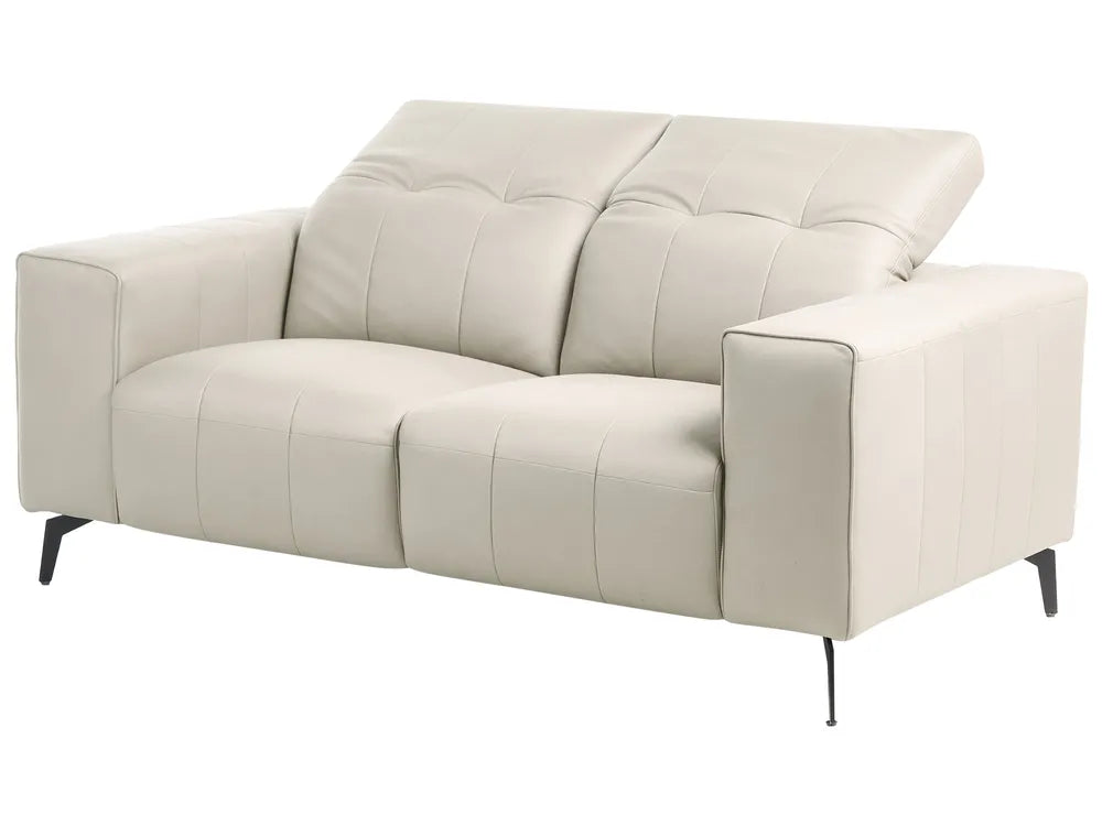 Sofa 2 Seater Faux Leather Light Beige Makirah