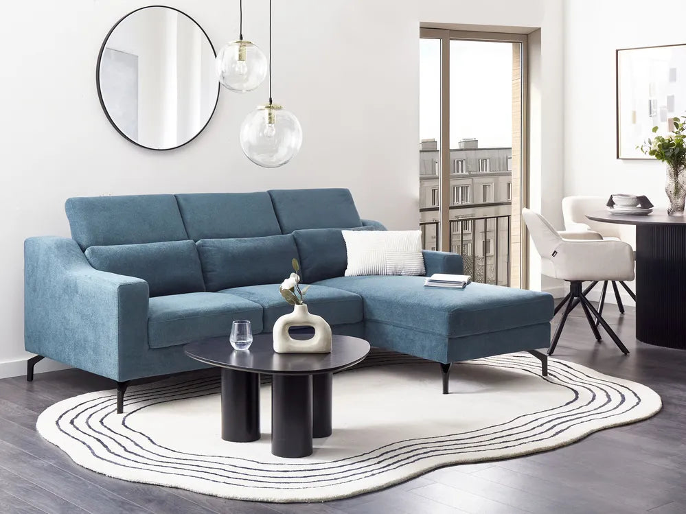 Corner Sofa 4 Seater Fabric Navy Blue Left Hand Blennia