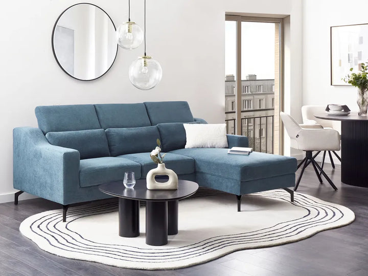 Corner Sofa 4 Seater Fabric Navy Blue Left Hand Blennia