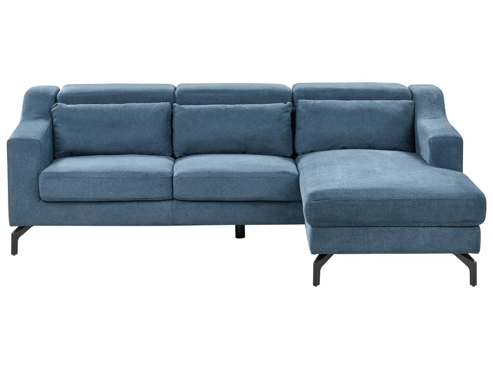 Blue sectional sofa on a white background