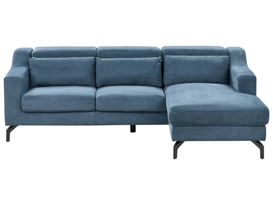 Blue sectional sofa on a white background