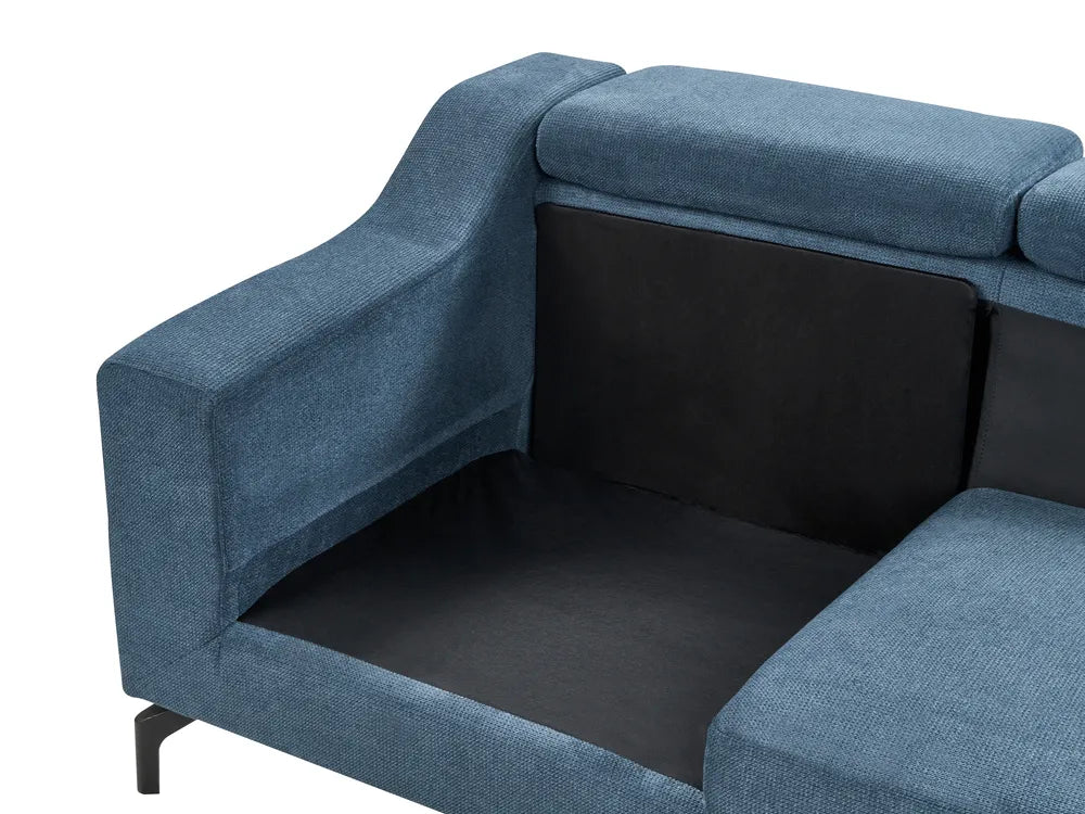 Corner Sofa 4 Seater Fabric Navy Blue Left Hand Blennia