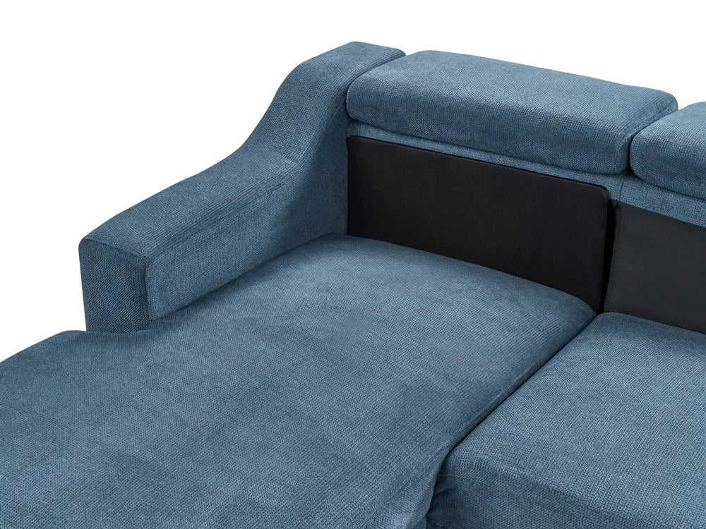 Corner Sofa 4 Seater Fabric Navy Blue Left Hand Blennia